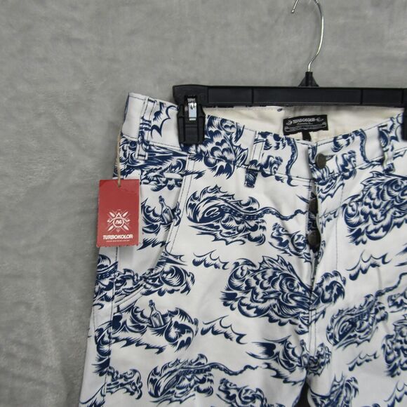 Turbokolor Men's Artistic Shorts Abstract Wave Fish Pattern Cotton Poland Sz 32 - Picture 3 of 12